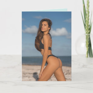 BIKINI BEACH GIRL FUNNY BIRTHDAY Greeting Card