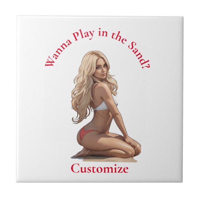 Bikini Beach Girl Thunder_Cove  Ceramic Tile (Front)