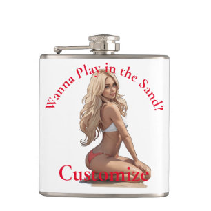 Bikini Beach Girl Thunder_Cove  Hip Flask