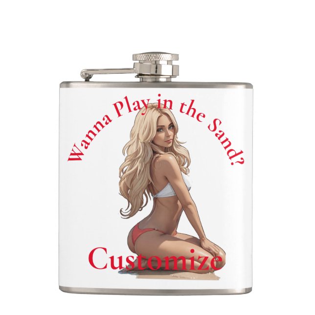 Bikini Beach Girl Thunder_Cove  Hip Flask (Front)