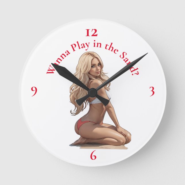 Bikini Beach Girl Thunder_Cove  Round Clock (Front)