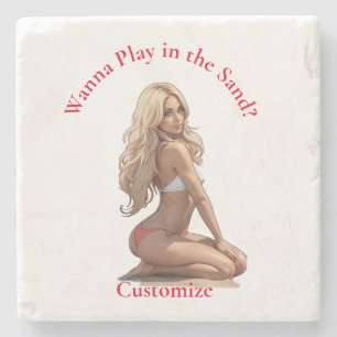 Bikini Beach Girl Thunder_Cove  Stone Coaster