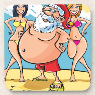bikini beach santa claus coaster