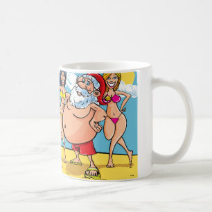 bikini beach santa claus coffee mug
