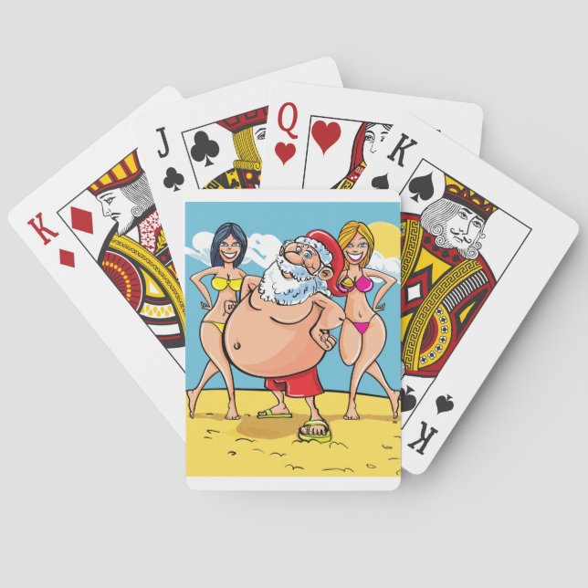 bikini beach santa claus playing cards (Back)