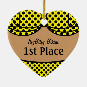 Bikini Black Polka Dot Ceramic Ornament