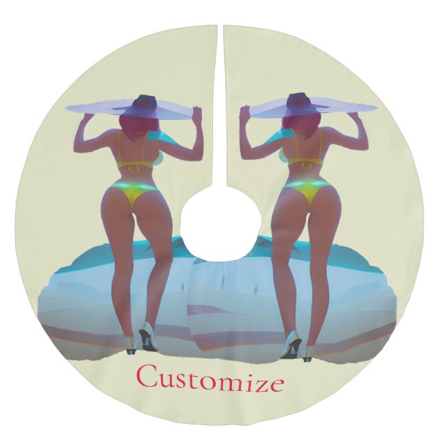 Bikini Booty Beach Girl Thunder_Cove Brushed Polyester Tree Skirt (Front)