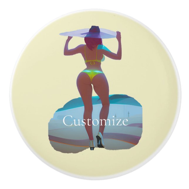 Bikini Booty Beach Girl Thunder_Cove Ceramic Knob (Front)