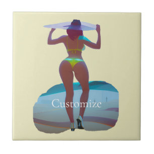 Bikini Booty Beach Girl Thunder_Cove Ceramic Tile