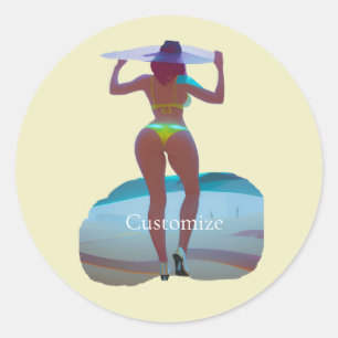 Bikini Booty Beach Girl Thunder_Cove Classic Round Sticker