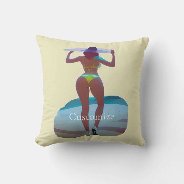 Bikini Booty Beach Girl Thunder_Cove Cushion (Front)