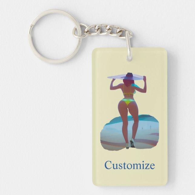 Bikini Booty Beach Girl Thunder_Cove Key Ring (Front)