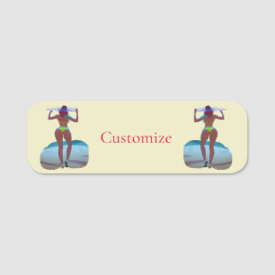 Bikini Booty Beach Girl Thunder_Cove Name Tag