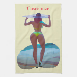 Bikini Booty Beach Girl Thunder_Cove Tea Towel