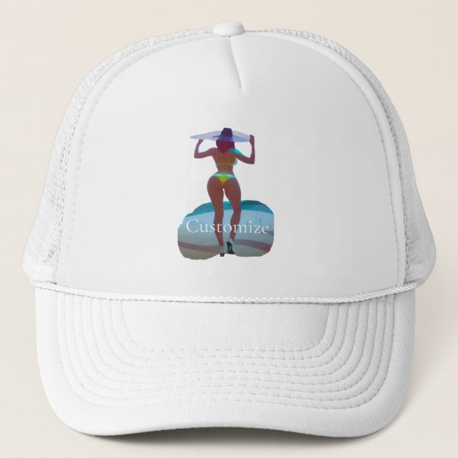 Bikini Booty Beach Girl Thunder_Cove Trucker Hat (Front)