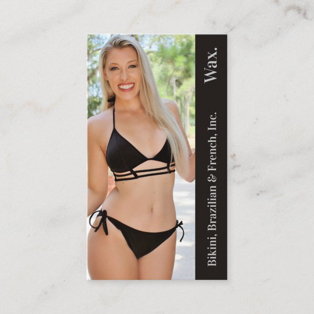 Bikini Brazilian French Wax Photo Black Punchcard Loyalty Card (Front)