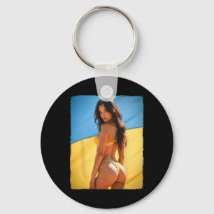 Bikini Bybe - Y Brunette Bybe And Ukraine Flag Key Ring