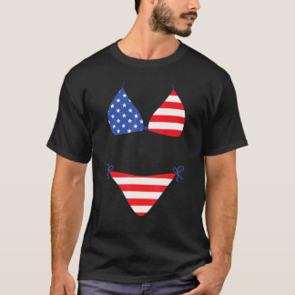 Bikini  Cover Up Swimsuit 4th Of July American Fla T-Shirt