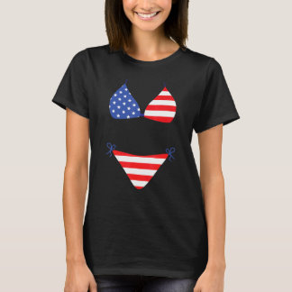 Bikini  Cover Up Swimsuit 4th Of July American Fla T-Shirt