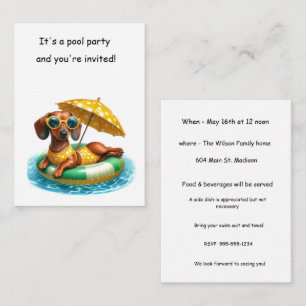 Bikini Dachshund Pool Party Card