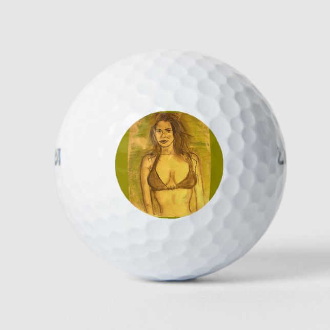 bikini girl art golf balls (Front)