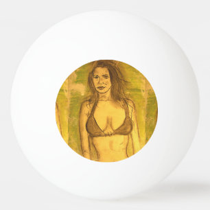 bikini girl art ping pong ball