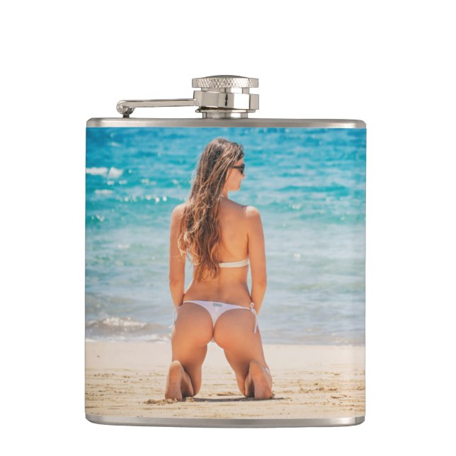 BIKINI GIRL BEACH GIRL Flasks FOR HIM (Front)