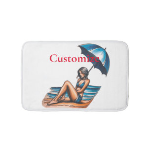 Bikini Girl Beach Napping Thunder_Cove  Bath Mat