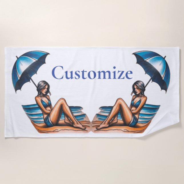 Bikini Girl Beach Napping Thunder_Cove  Beach Towel (Front)