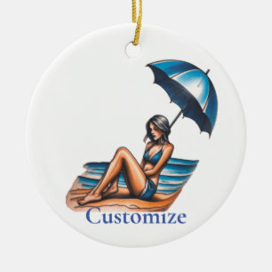 Bikini Girl Beach Napping Thunder_Cove  Ceramic Ornament