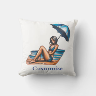 Bikini Girl Beach Napping Thunder_Cove Cushion
