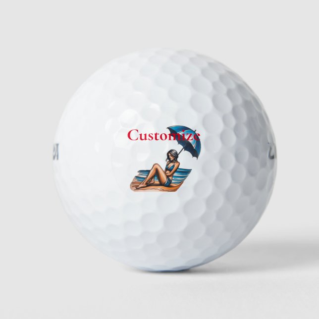 Bikini Girl Beach Napping Thunder_Cove  Golf Balls (Front)