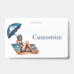 Bikini Girl Beach Napping Thunder_Cove ID Badge