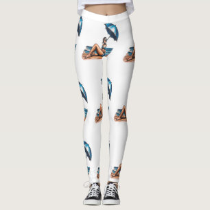 Bikini Girl Beach Napping Thunder_Cove Leggings