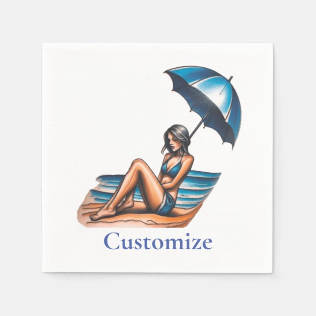 Bikini Girl Beach Napping Thunder_Cove  Napkin (Front)