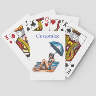 Bikini Girl Beach Napping Thunder_Cove Playing Cards