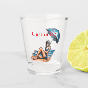 Bikini Girl Beach Napping Thunder_Cove  Shot Glass