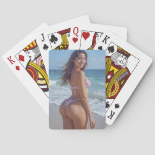 Bikini girl big booty playing cards
