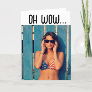BIKINI GIRL OVER THE HILL BIRTHDAY CARD FOR HIM