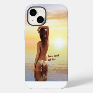 Bikini Girl Posing in the Sea at Sunset iPhone 14 Case