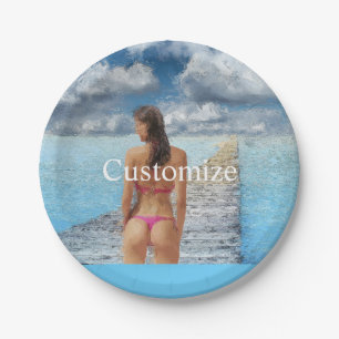 Bikini Girl Thunder_Cove Paper Plate