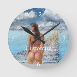 Bikini Girl Thunder_Cove Round Clock