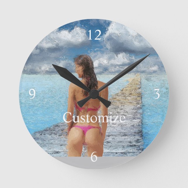 Bikini Girl Thunder_Cove Round Clock (Front)
