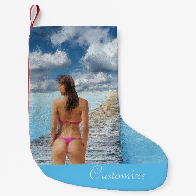 Bikini Girl Thunder_Cove Small Christmas Stocking (Front)