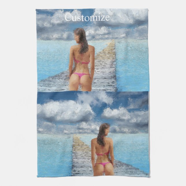 Bikini Girl Thunder_Cove  Tea Towel (Vertical)