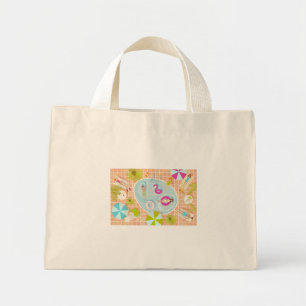 Bikini girls and guys playing swimming pool game mini tote bag