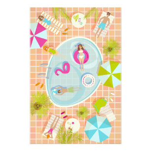 Bikini girls and guys playing swimming pool game photo print