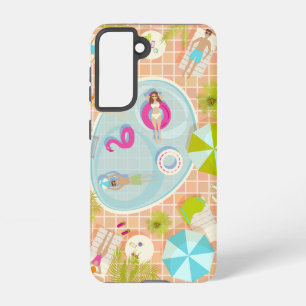 Bikini girls and guys playing swimming pool game samsung galaxy case