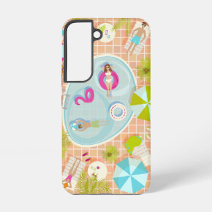 Bikini girls and guys playing swimming pool game samsung galaxy case