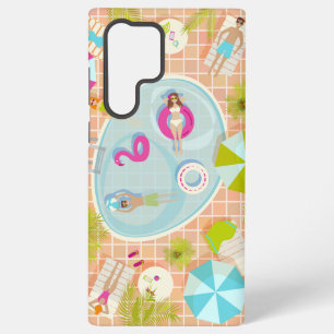 Bikini girls and guys playing swimming pool game samsung galaxy case